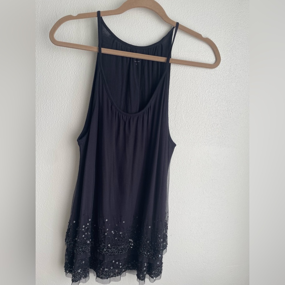 LOFT | Navy Sequin Embellished Women's Top, Size Medium